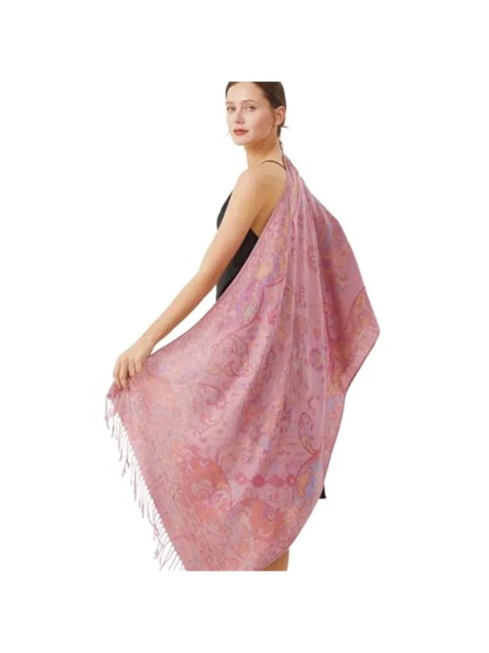 Paisley Pashmina Rave Shawl Scarf-Women's Reversible Ethnic Jacquard Pashmina